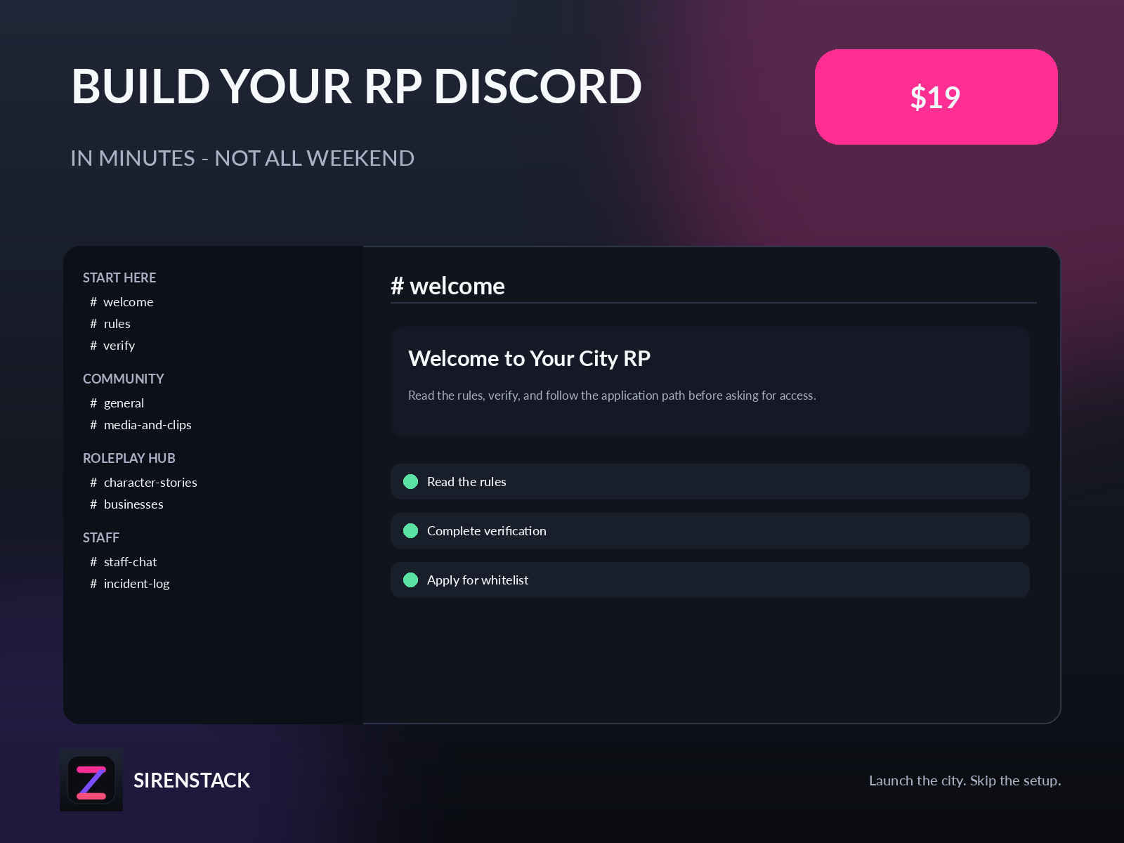 Preview of the FiveM RP Discord template